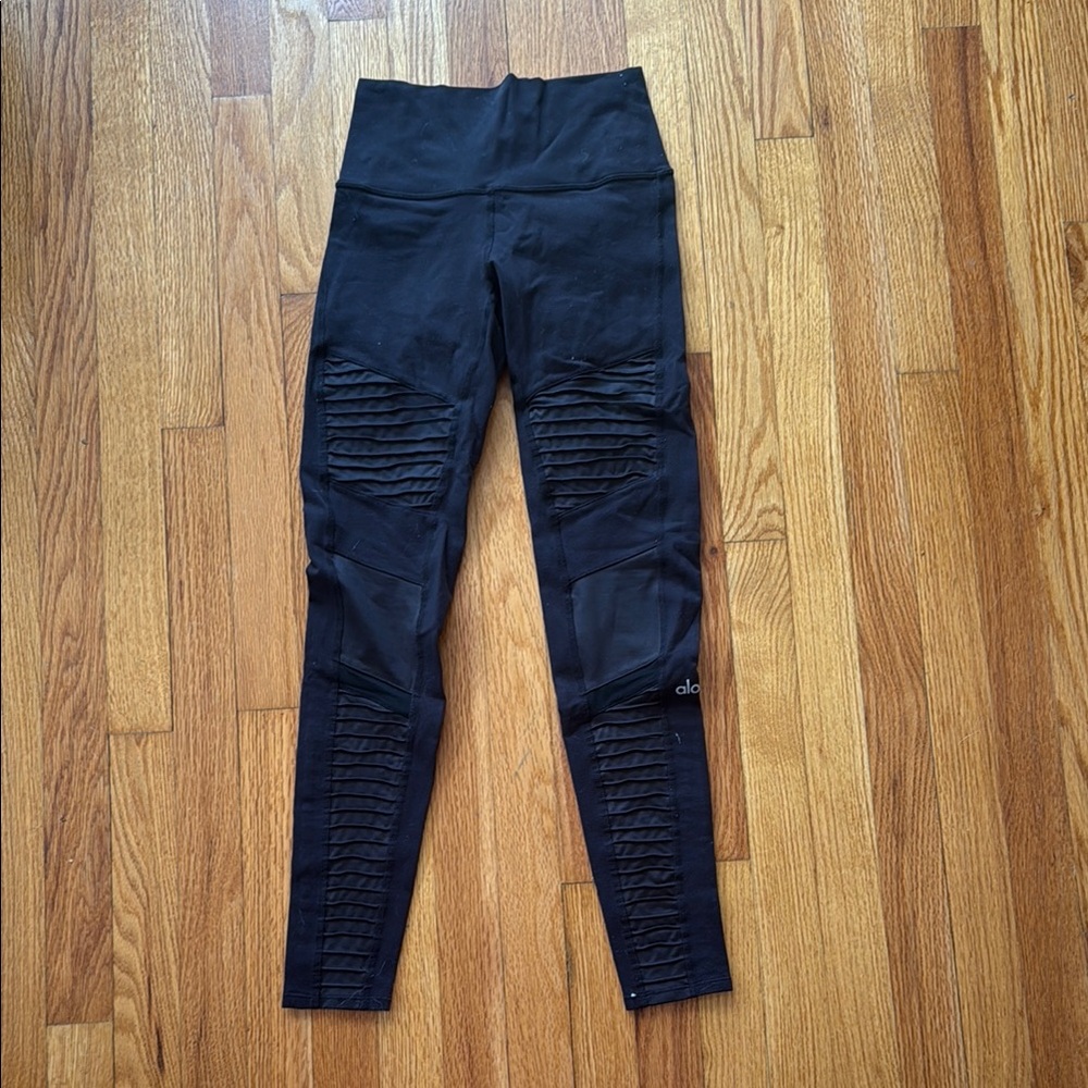 Alo Yoga Black High-Waisted Moto Leggings
